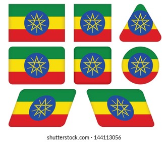 set of buttons with flag of Ethiopia