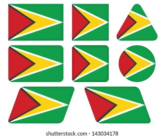 set of buttons with flag of Guyana