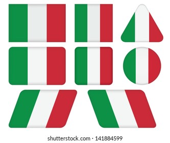 set of buttons with flag of Italy