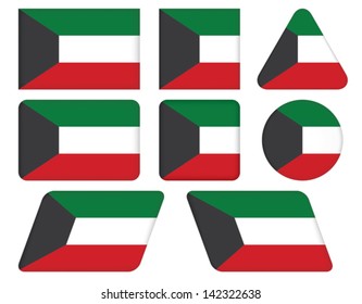 set of buttons with flag of Kuwait