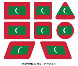 set of buttons with flag of Maldives