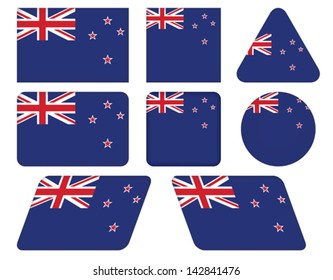 set of buttons with flag of New Zealand