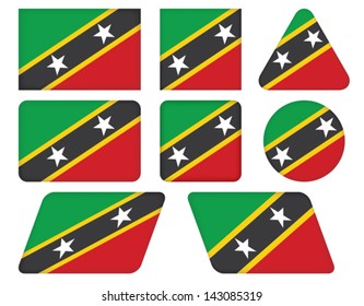 set of buttons with flag of Saint Kitts and Nevis