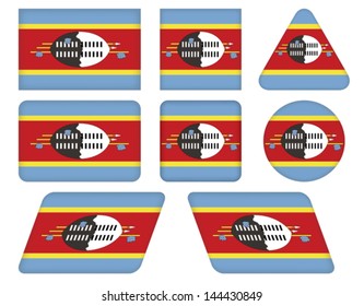 set of buttons with flag of Swaziland