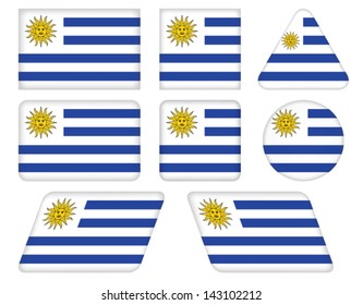 set of buttons with flag of Uruguay