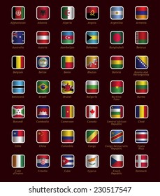 Set of buttons with flags part A-D