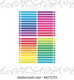 Set of buttons and floral ornament. Rectangular and round