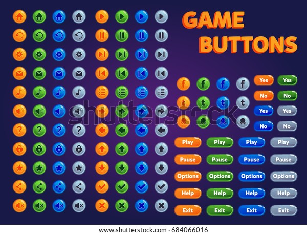 Set Buttons Game Design Stock Vector (Royalty Free) 684066016 ...