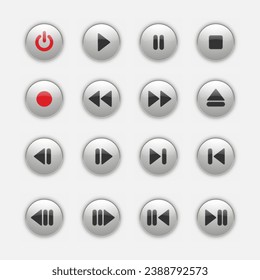 Un conjunto de botones con un efecto de brillo para equipos de audio o vídeo
