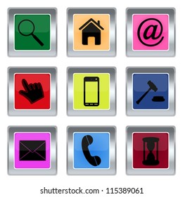 set of buttons with icons