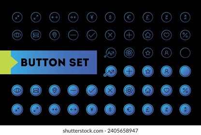 set of buttons Icons Set Color Gradient 