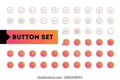 set of buttons Icons Set Color Gradient 