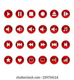 Set of buttons for icons to control the player.