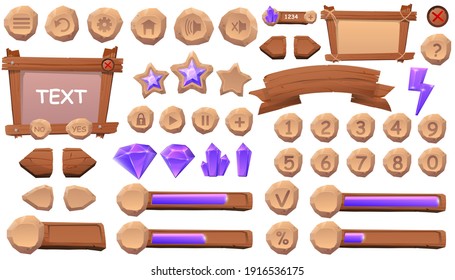 Juego de botones iconos elementos para juegos informales y aplicaciones de caricatura