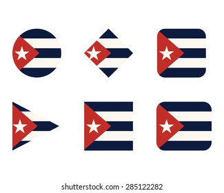 Set of buttons, icons or logo templates with flag of Cuba. Vector illustration.