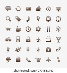 Conjunto de botones e iconos para el tiempo, la ubicación, el correo, los resultados, el problema, el tiempo y la tecnología