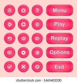 
A set of buttons for the interface and menu of games and applications (GUI) with icons for managing and navigating game processes.