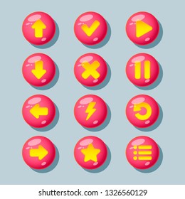 Set of buttons for the interface of mobile and PC games and applications.