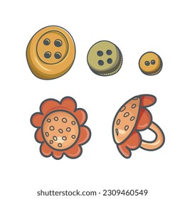 set of buttons isolated on white background. Buttons for clothes of different shapes and colors. sewing. needlework. Vector illustration