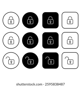 Set of buttons with lock icons. A collection of security symbols for UI UX, web design. Editable stroke