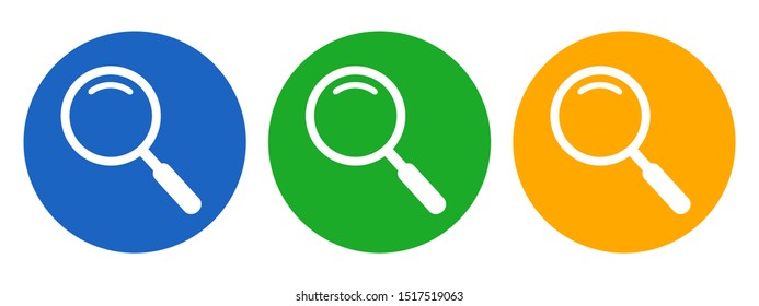 Set of buttons with magnifier instrument icon sign – stock vector