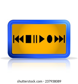 Set buttons. Media player. Isolated on white background. Specular reflection. Made vector illustration