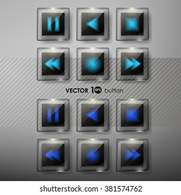 Set of buttons. Media symbol. Vector eps10.