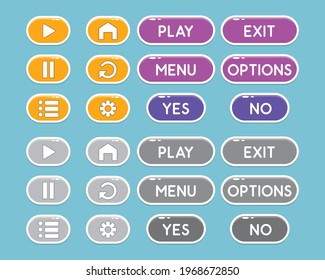 Set of buttons for mobile games assets. UI elements