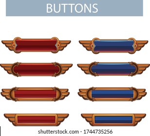 Set of buttons for mobile games in steampunk style