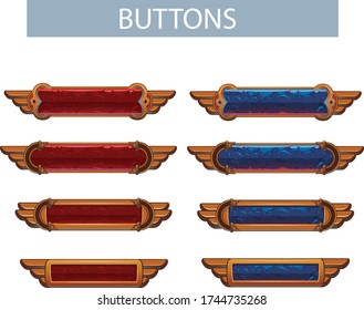 Set of buttons for mobile games in steampunk style