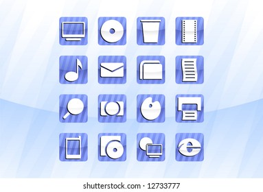 set of buttons my computer on a blue background