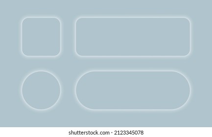 Set of buttons in neomorphic style with outer glow vector illustration.