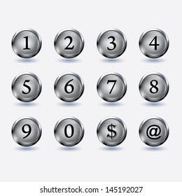 set of buttons with number