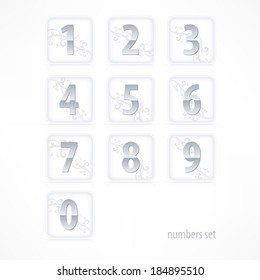 Set of buttons with number on white, vector illustration