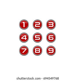 set of buttons with numbers