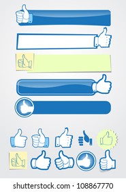 Set of Ã¢Â?Â?LIKEÃ¢Â?Â? buttons on 10 different styles. Also with 5 Like (or Sign in) social media buttons with blank space to write on.