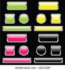 Set of buttons on black