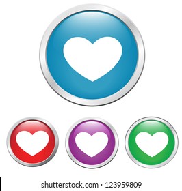 set of buttons on the button heart, vector illustration