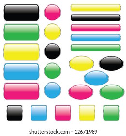 Set of buttons on white