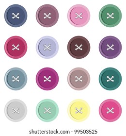 set of buttons on white