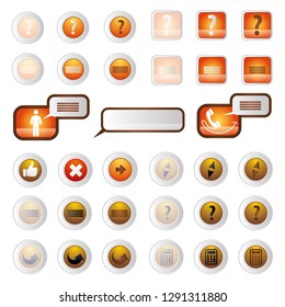 set of buttons in orange