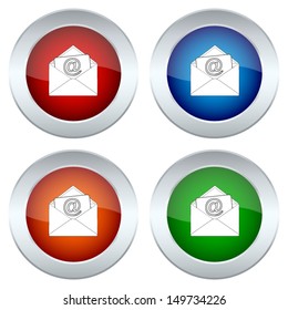 set of buttons with a picture of an envelope