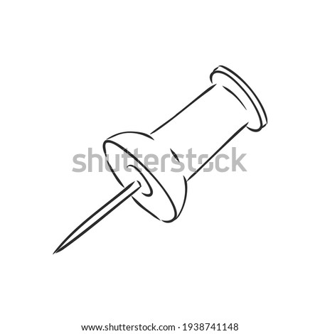 set of buttons, pins and paper clips in doodle style. Elements are drawn by hand and isolated on a white background. Black and white vector illustration. Stationery for business and creativity