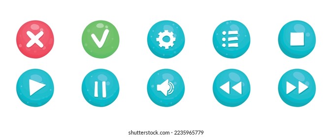 Set of buttons and progress-bar, bright different forms buttons for games and app. For your design