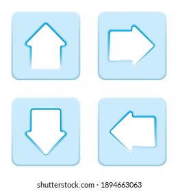 Set of buttons with raised icons. Vector illustration