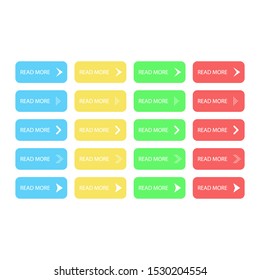 Set buttons Read More on a white background.Vector illustration