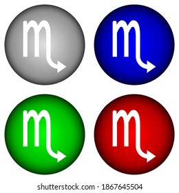 Set of buttons with scorpio symbols on white background. Vector illustration.