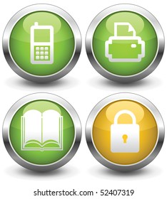 Set of buttons with a shade, on a white background. A vector illustration.