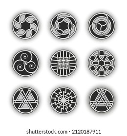 set  buttons and signs in Celtic style illustration vector