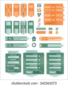 Set of buttons for the site of green and brown colors.